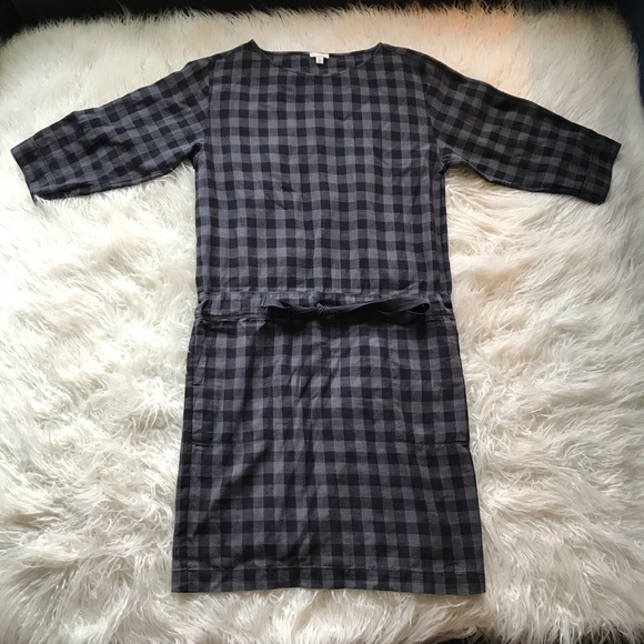 GAP Dresses & Skirts - GAP BLACK GREY CHECKERED GINGHAM TIE WAIST DRESS